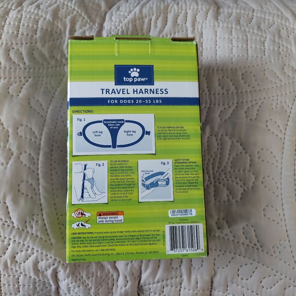 Top Paw Travel Harness and Tether dogs 20 to 55 lbs New In Box